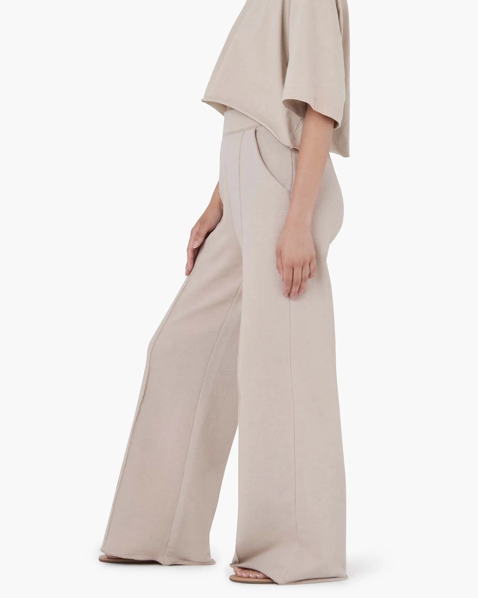 Raw Edge Wide Leg Pant - Sand