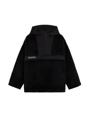 Recycled Wool Fleece Half Zip Jacket—black