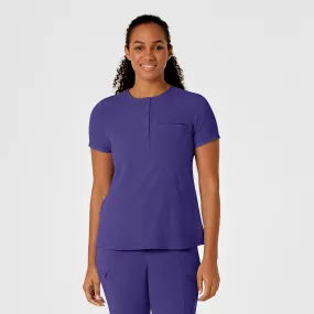 RENEW Women's Mandarin Collar Tuck-In Scrub Top - Grape