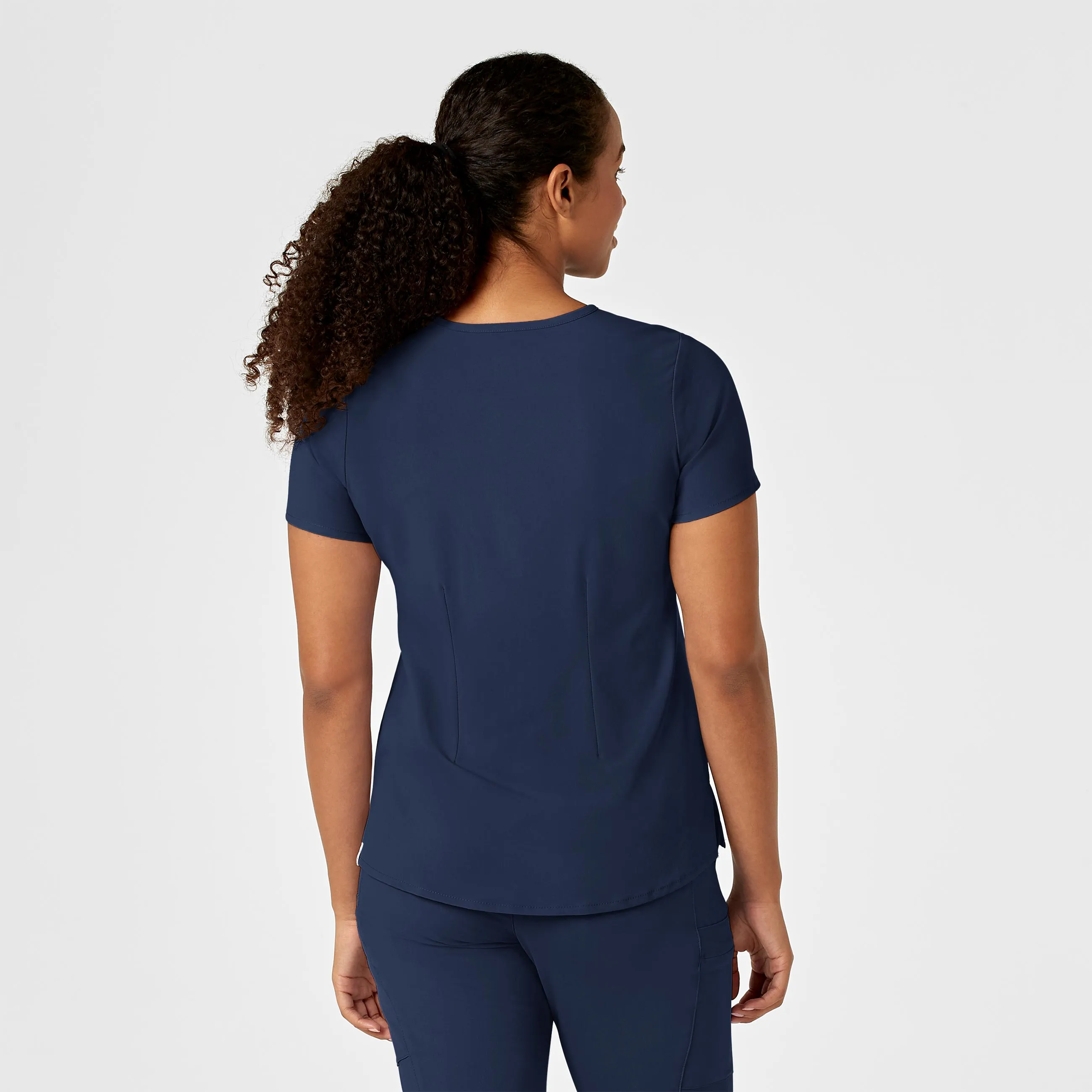 RENEW Women's Mandarin Collar Tuck-In Scrub Top - Navy