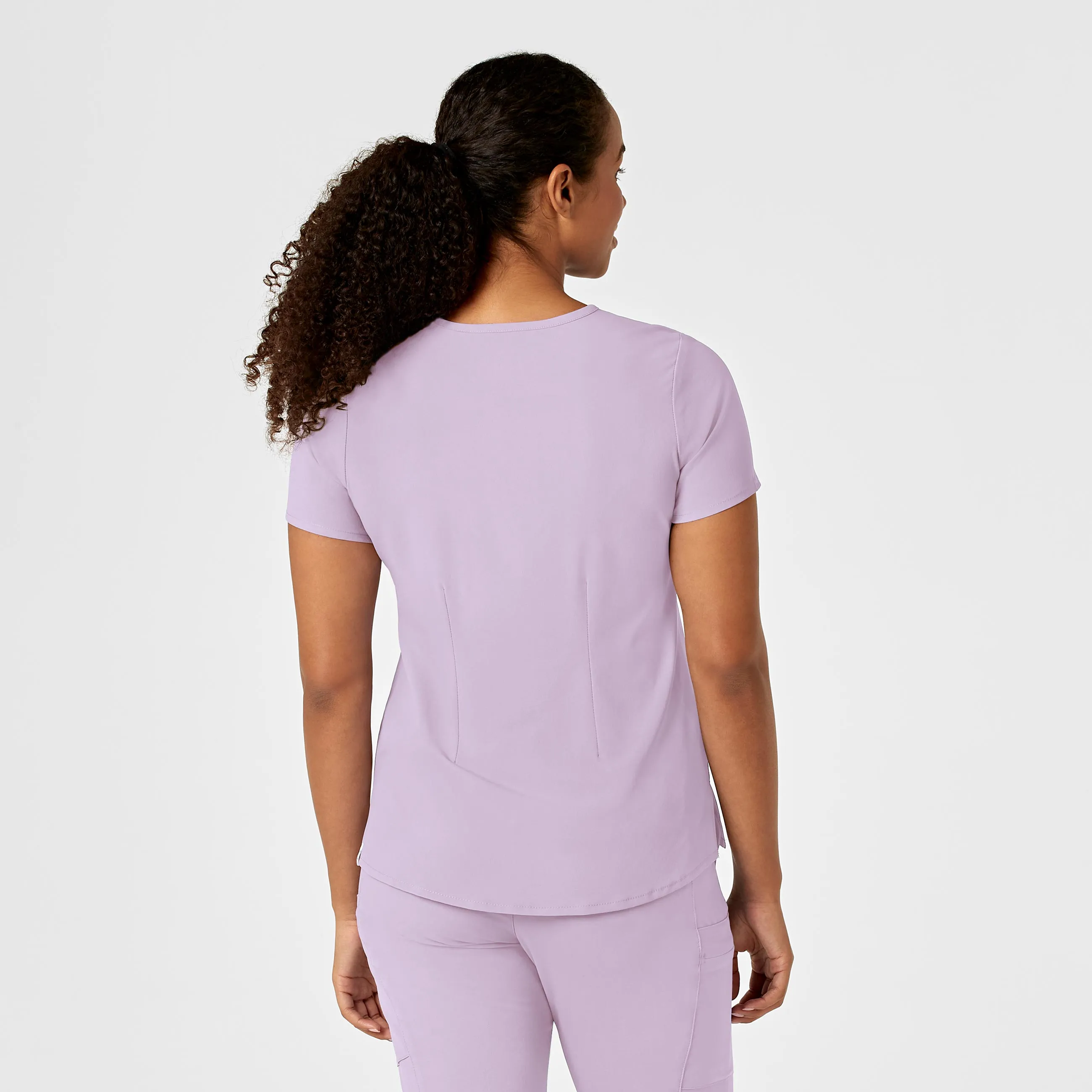 RENEW Women's Mandarin Collar Tuck-In Scrub Top - Pastel Lilac