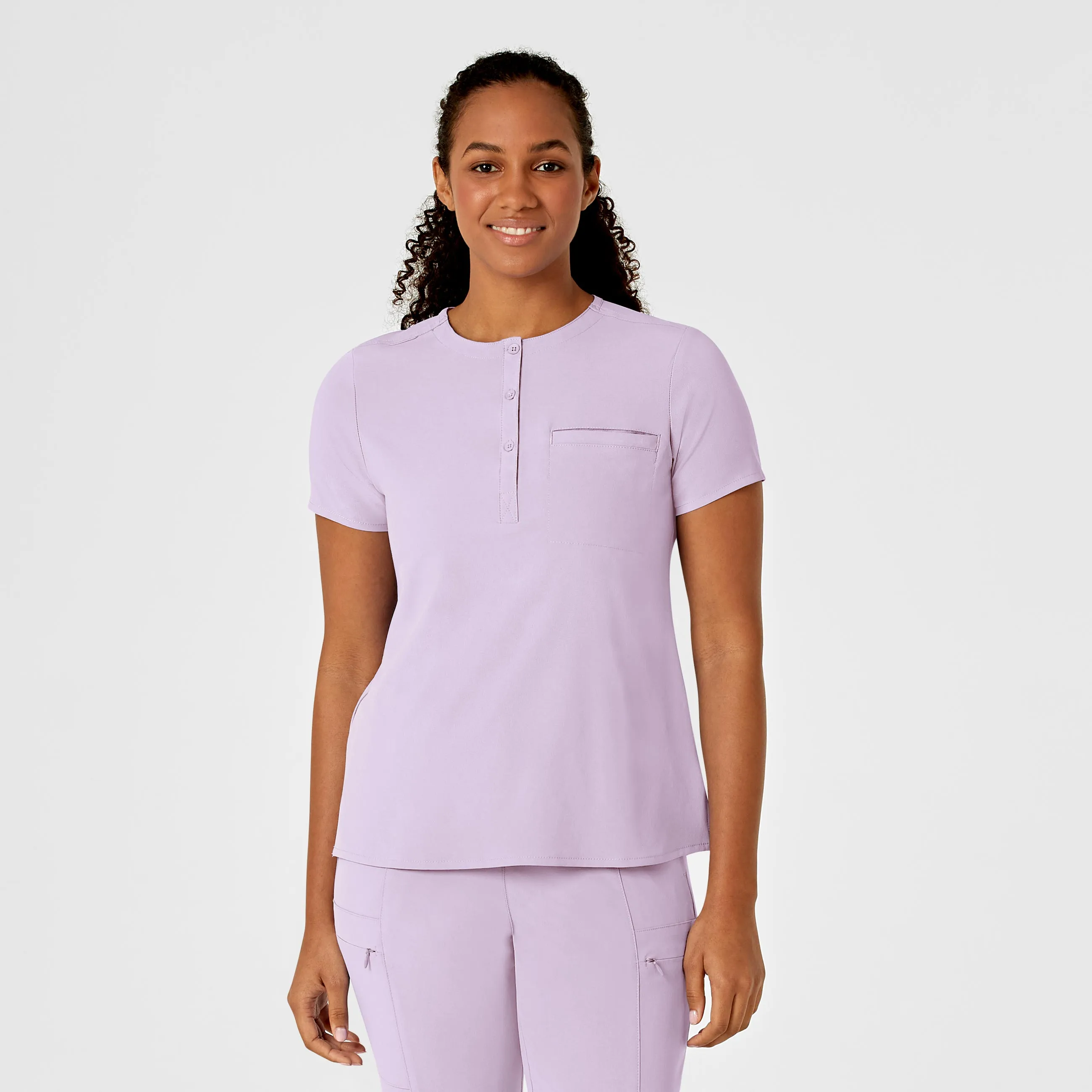 RENEW Women's Mandarin Collar Tuck-In Scrub Top - Pastel Lilac