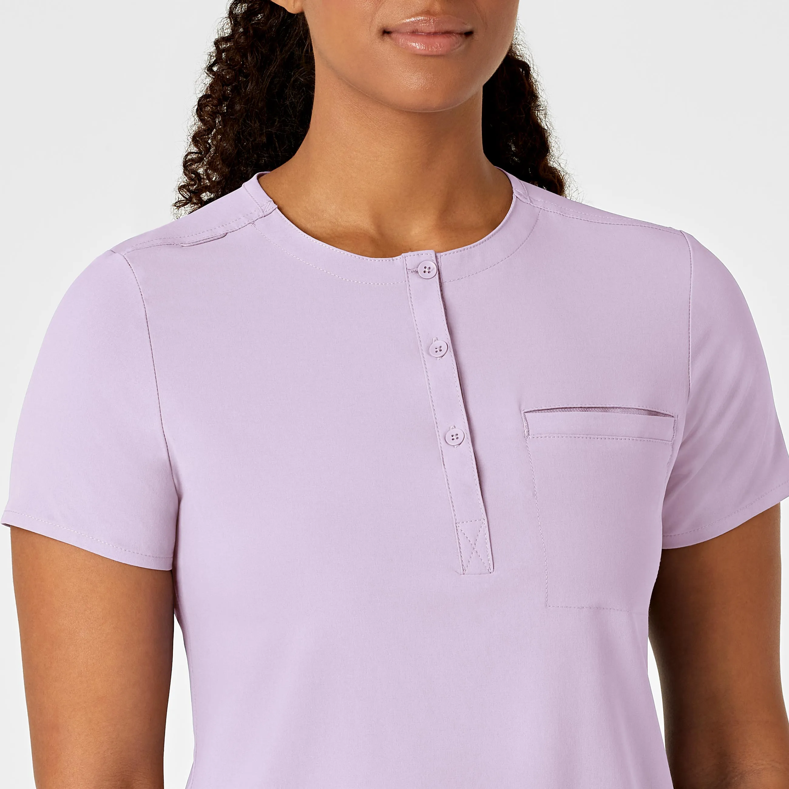 RENEW Women's Mandarin Collar Tuck-In Scrub Top - Pastel Lilac