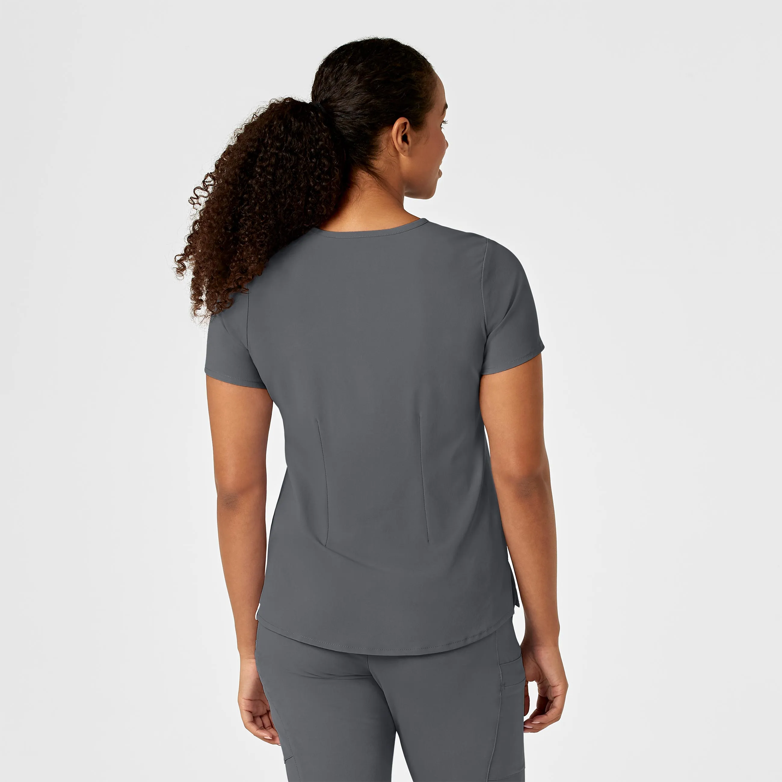 RENEW Women's Mandarin Collar Tuck-In Scrub Top - Pewter