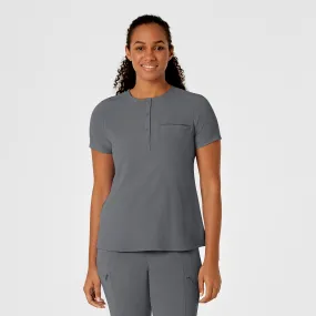 RENEW Women's Mandarin Collar Tuck-In Scrub Top - Pewter