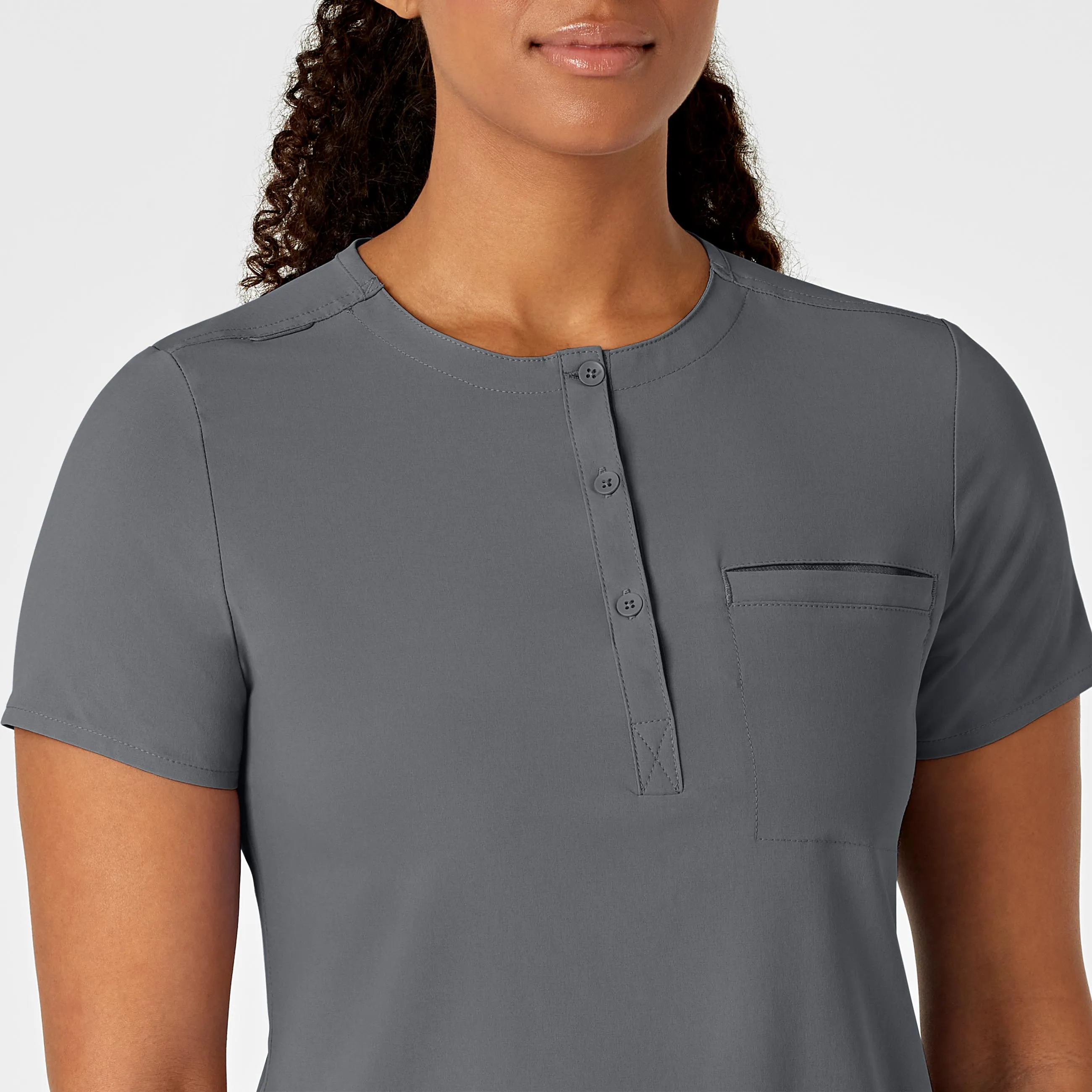 RENEW Women's Mandarin Collar Tuck-In Scrub Top - Pewter