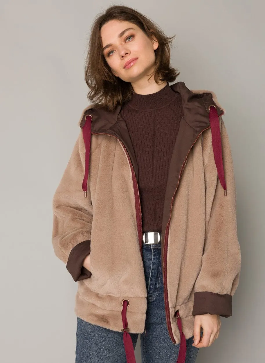 REVERSIBLE OVERSIZE FLEECE AND COTTON JACKET