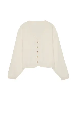 Ribbed Cropped Cardi, Creme