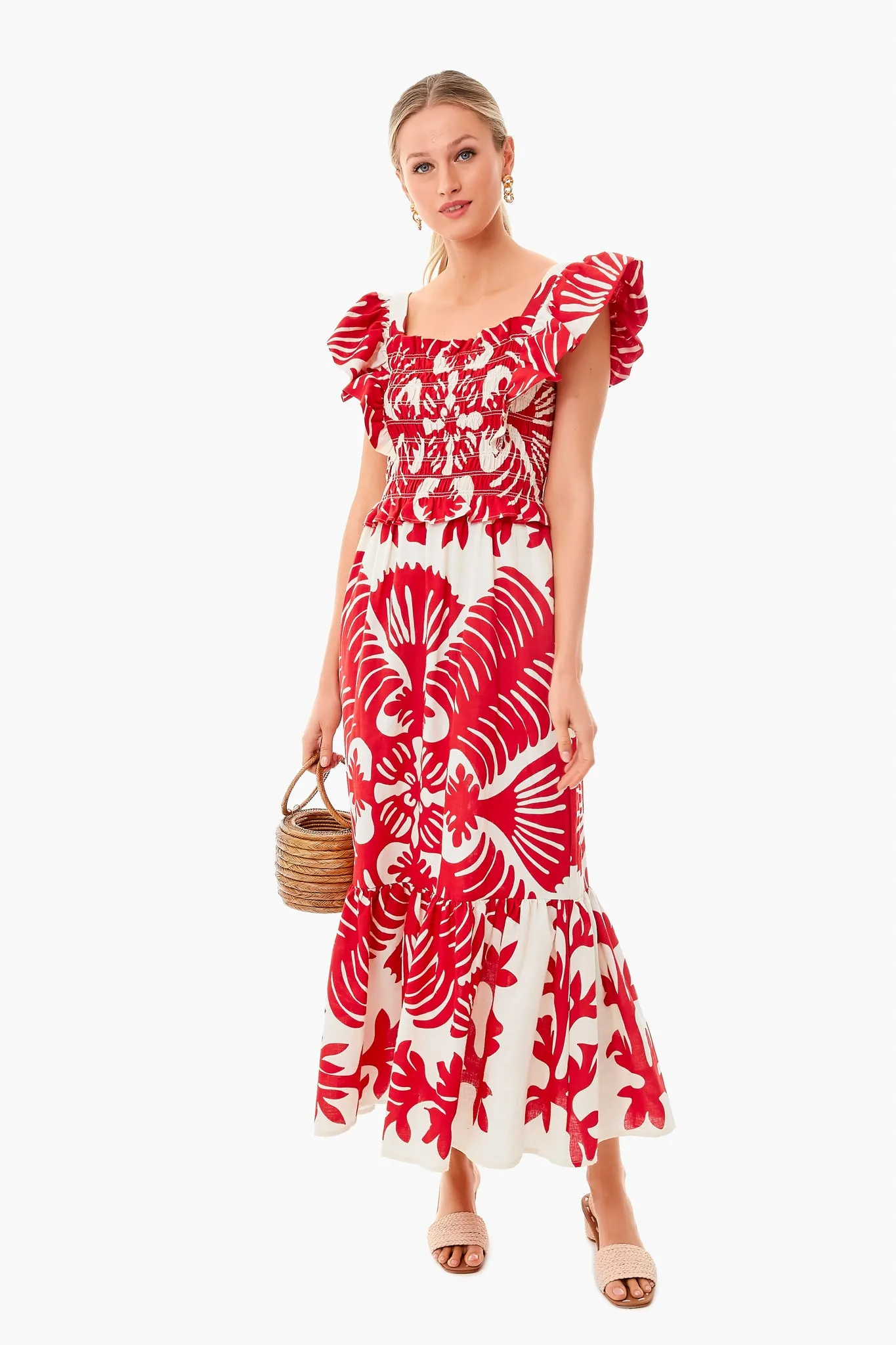 Ruby Henrietta Print Smocked Slip Dress