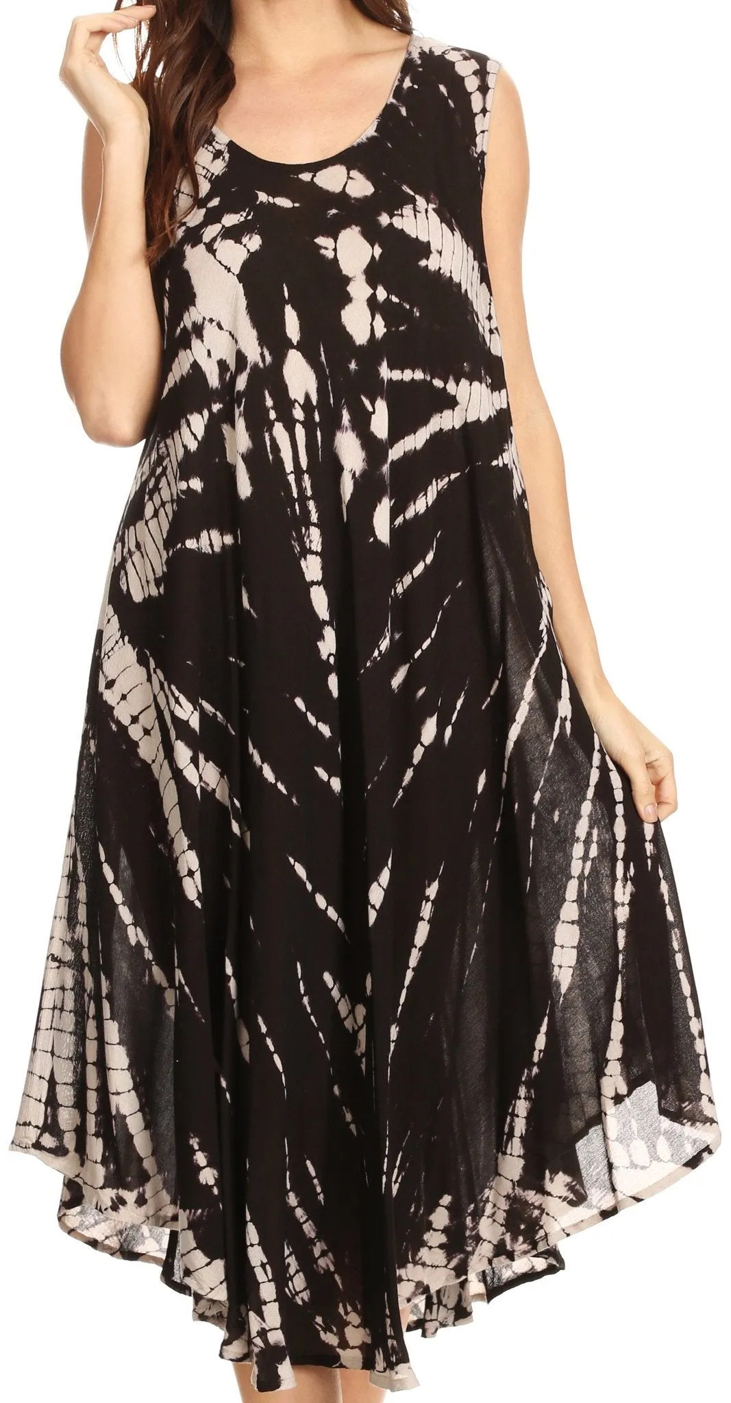 Sakkas Eula Boho Sleeveless Tie Dye Long Tank Caftan Sundress / Beach Cover Up