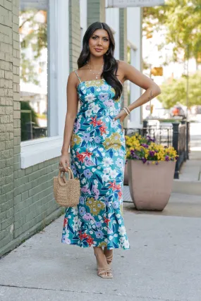 Silky Green Floral Maxi Dress - FINAL SALE