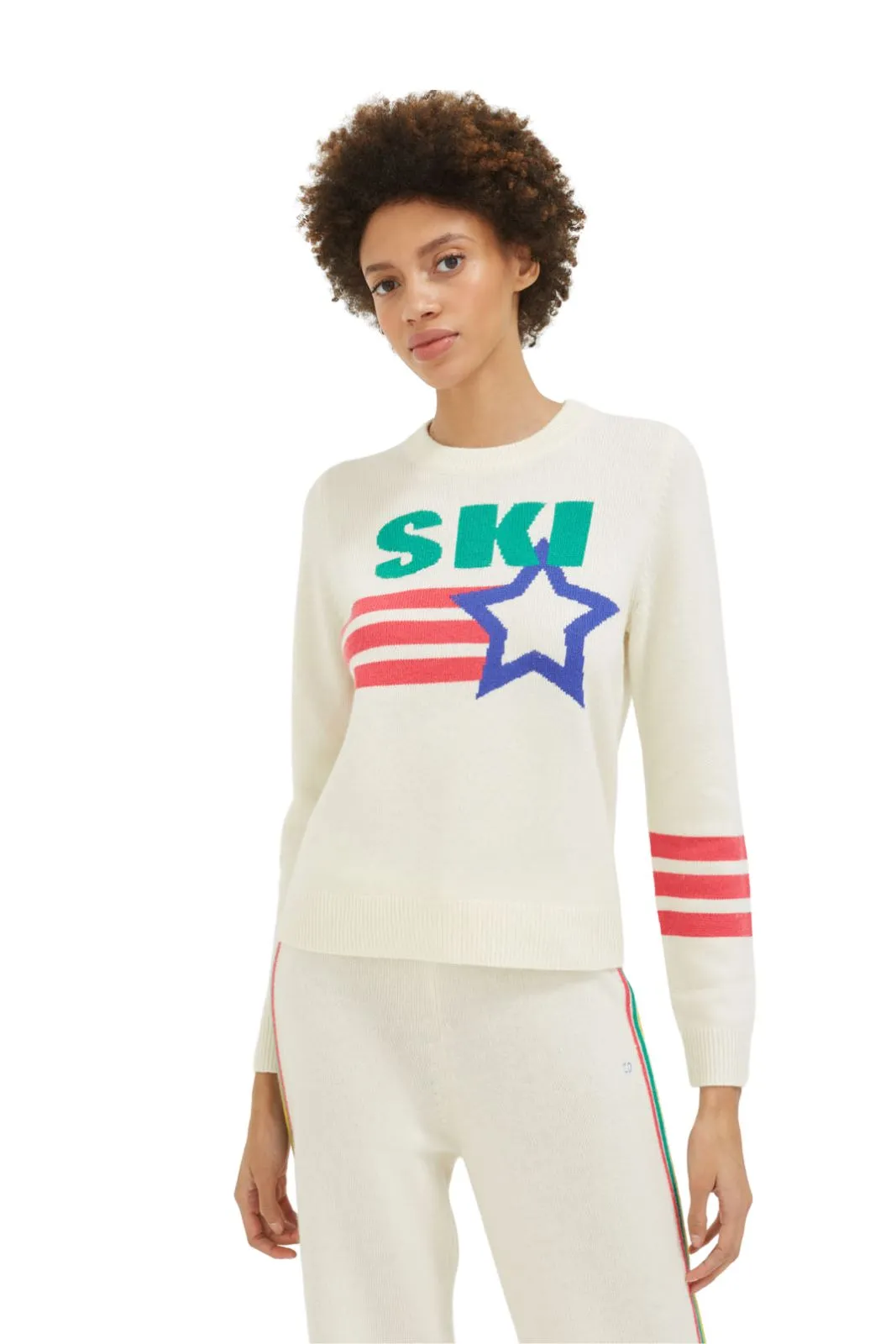 Ski And Star Sweater, Cream/Multi