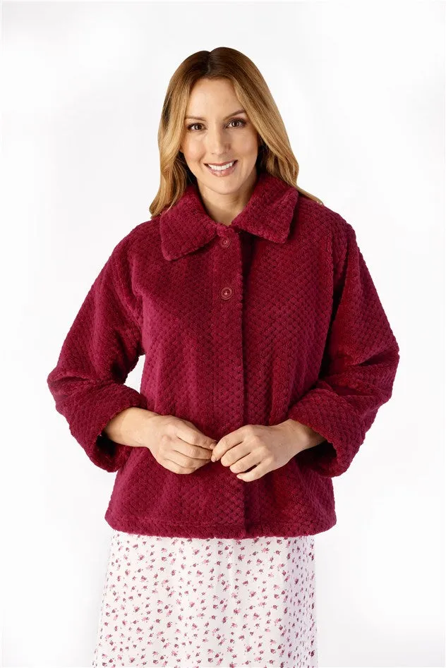 Slenderella Bed Jacket with Collar in Luxury Waffle Supersoft Fleece