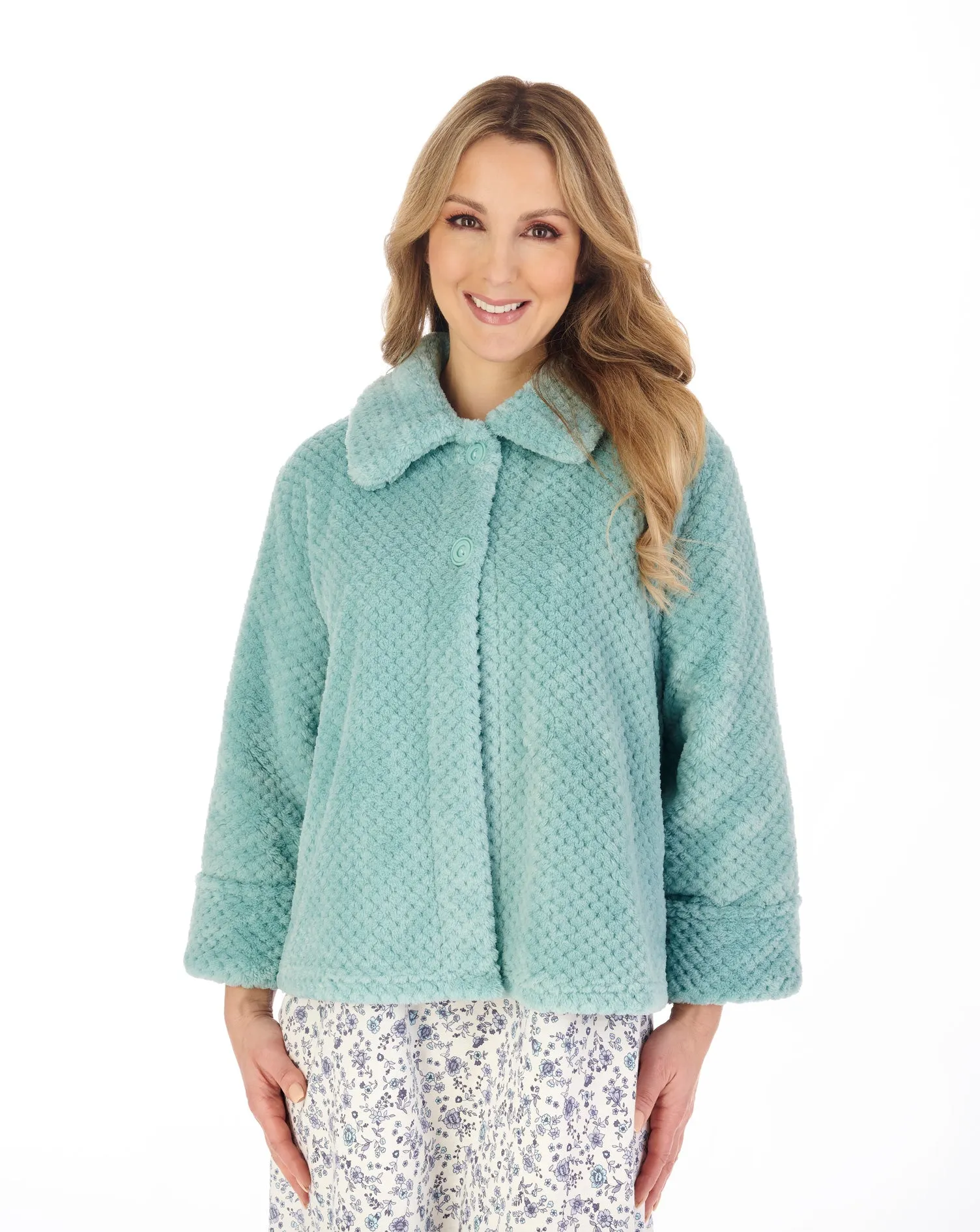 Slenderella Bed Jacket with Collar in Luxury Waffle Supersoft Fleece