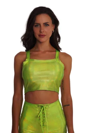 Square Neck Crop Top - Limelight