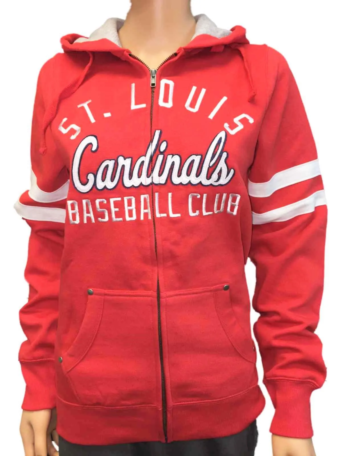 St. Louis Cardinals SAAG Women Red Fleece Zip Up Thermal Hoodie Jacket