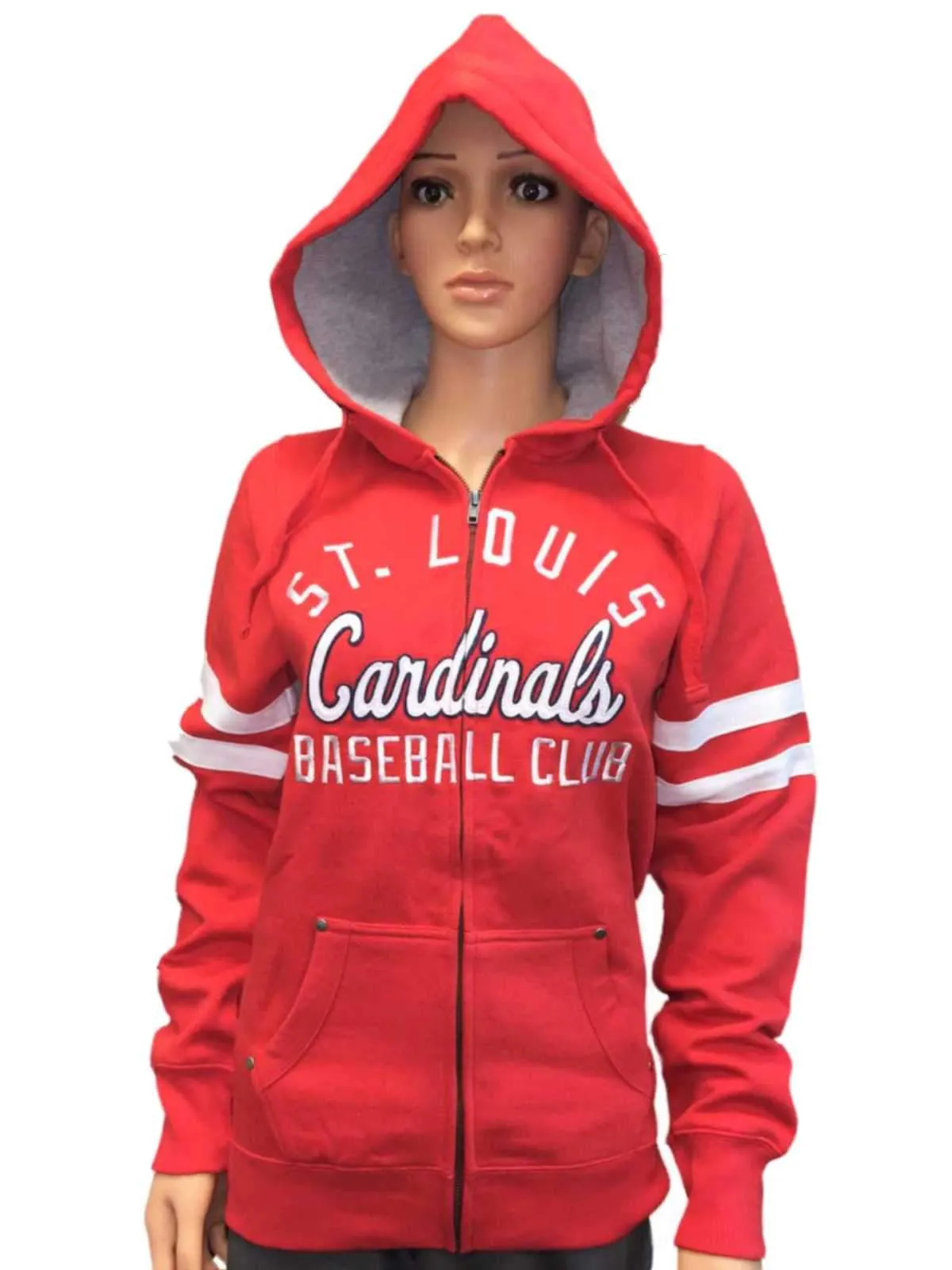 St. Louis Cardinals SAAG Women Red Fleece Zip Up Thermal Hoodie Jacket