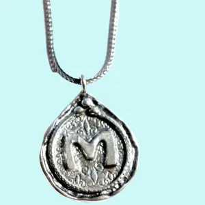 Sterling silver Monogram necklace Israeli handwork Valentine Gift