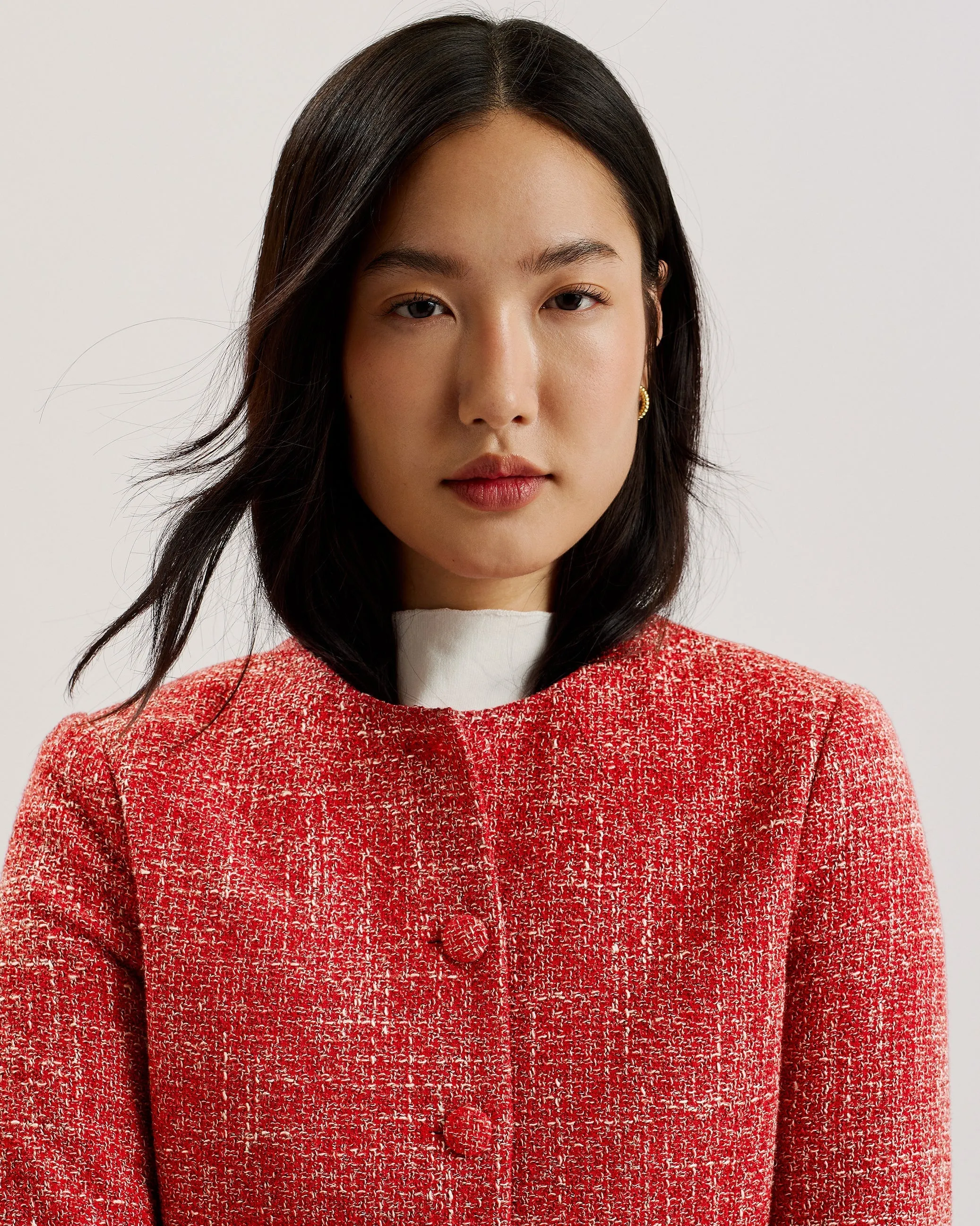 Sumi Cropped Boucle Fitted Jacket Red