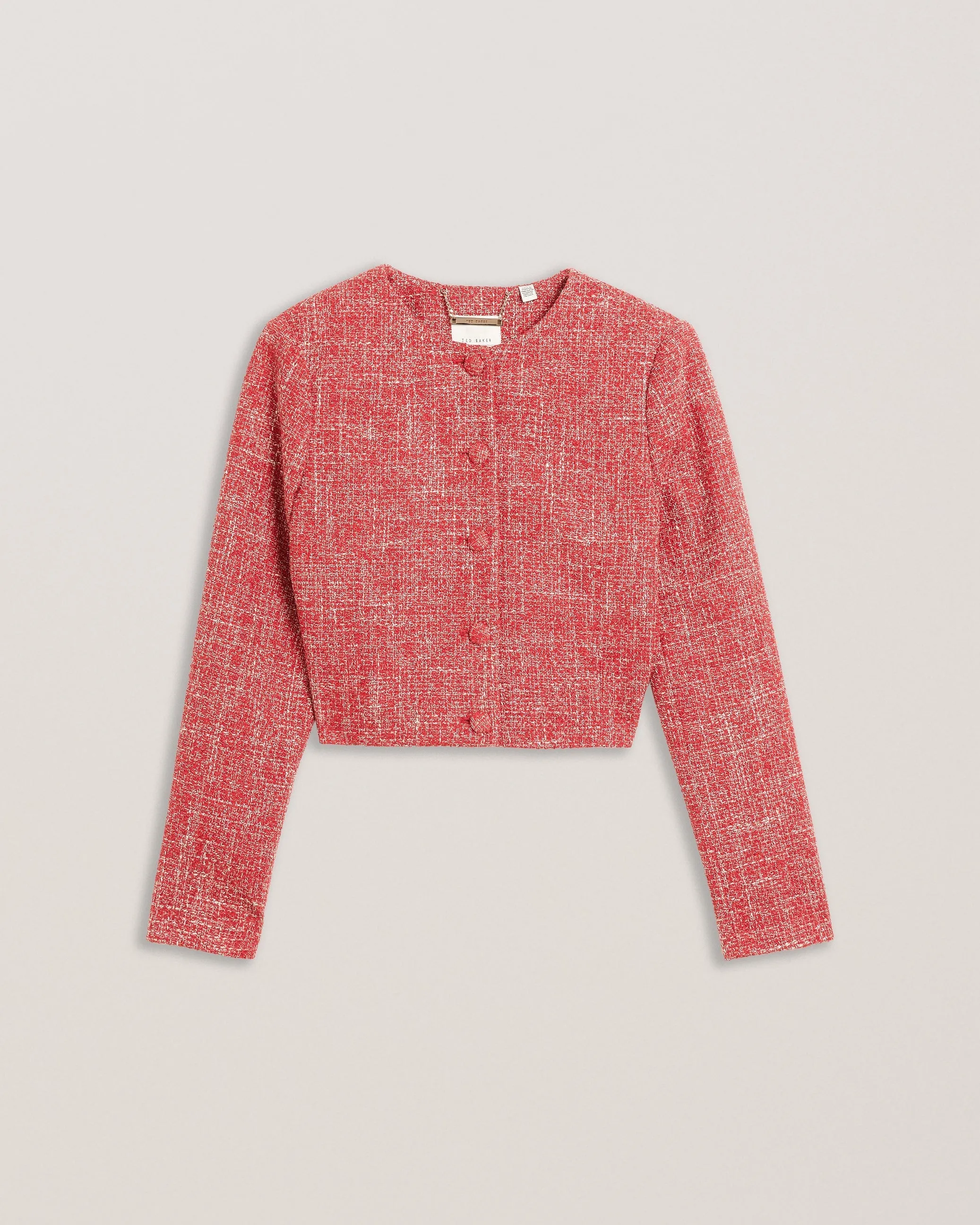 Sumi Cropped Boucle Fitted Jacket Red