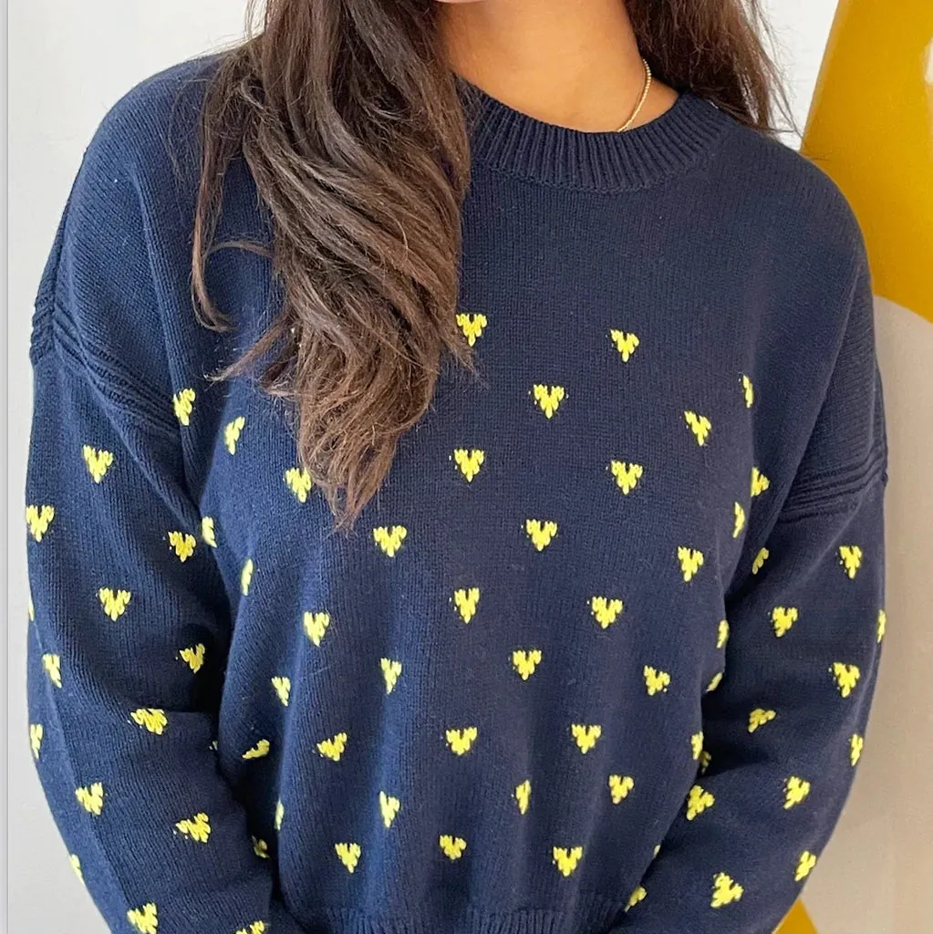 Sydney Sweater Mini Hearts, Indigo