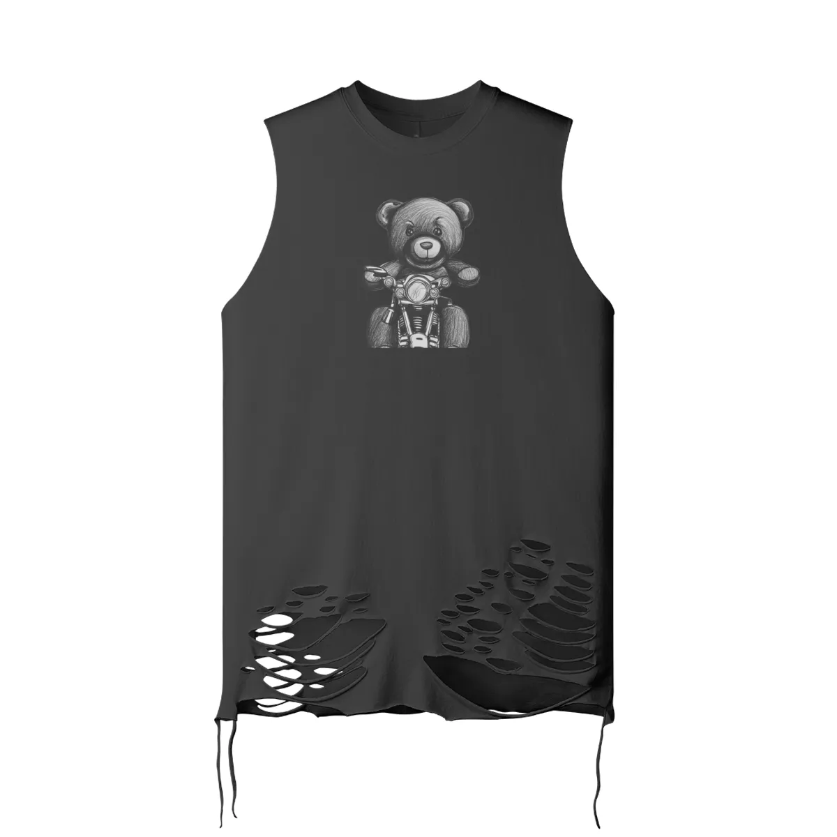 Teddy Ride 180GSM Unisex Ripped Longline Tank Top