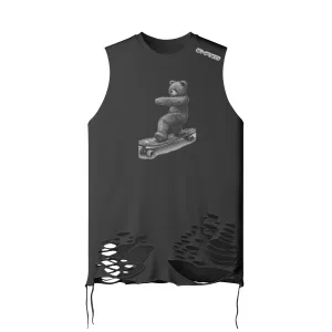 Teddy Ride Shred 180GSM Unisex Ripped Longline Tank Top