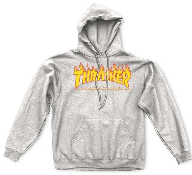 Thrasher Flame Logo Hoodie, Grey