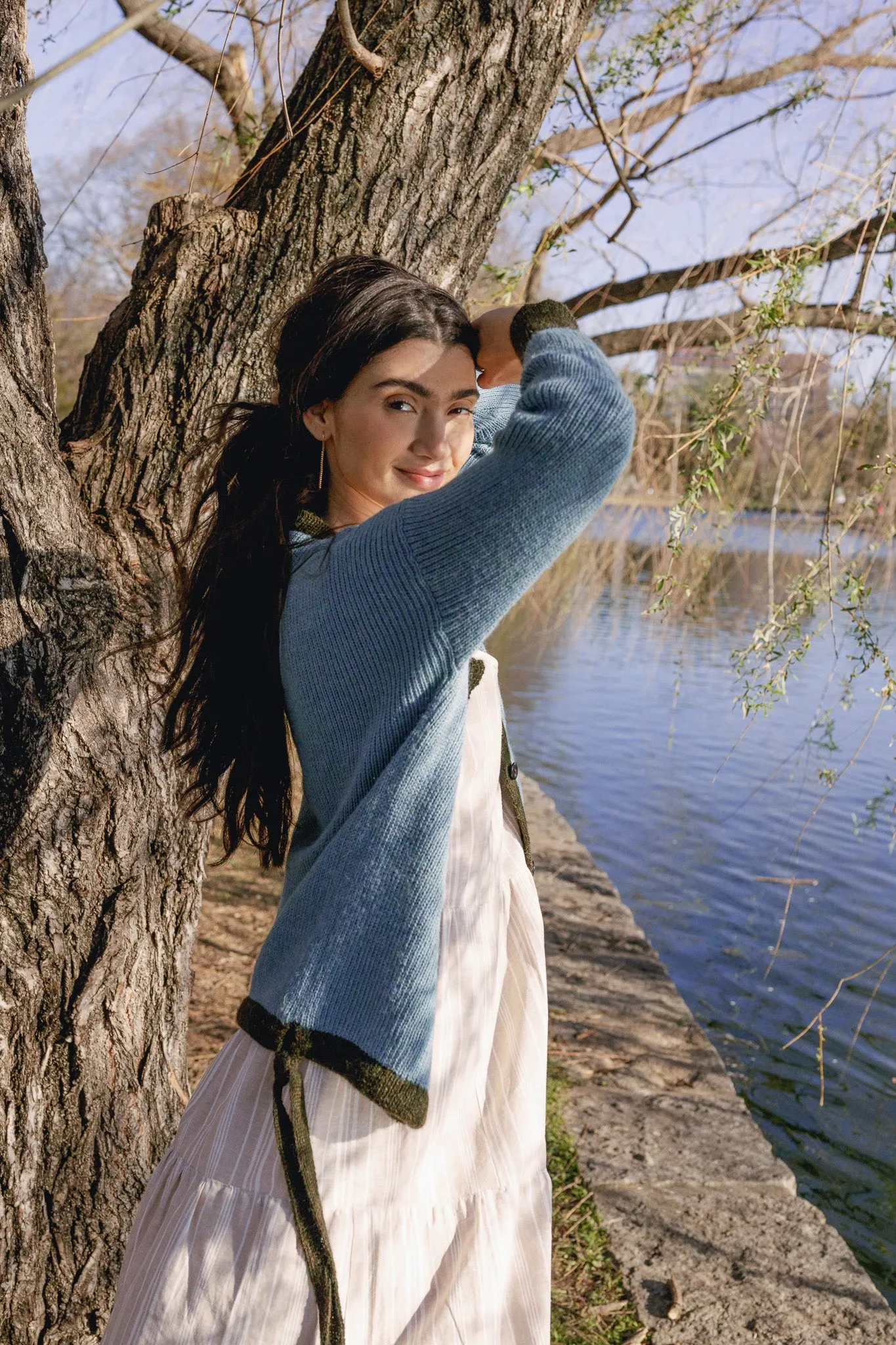 Trudy Cardigan in Blue and Forest