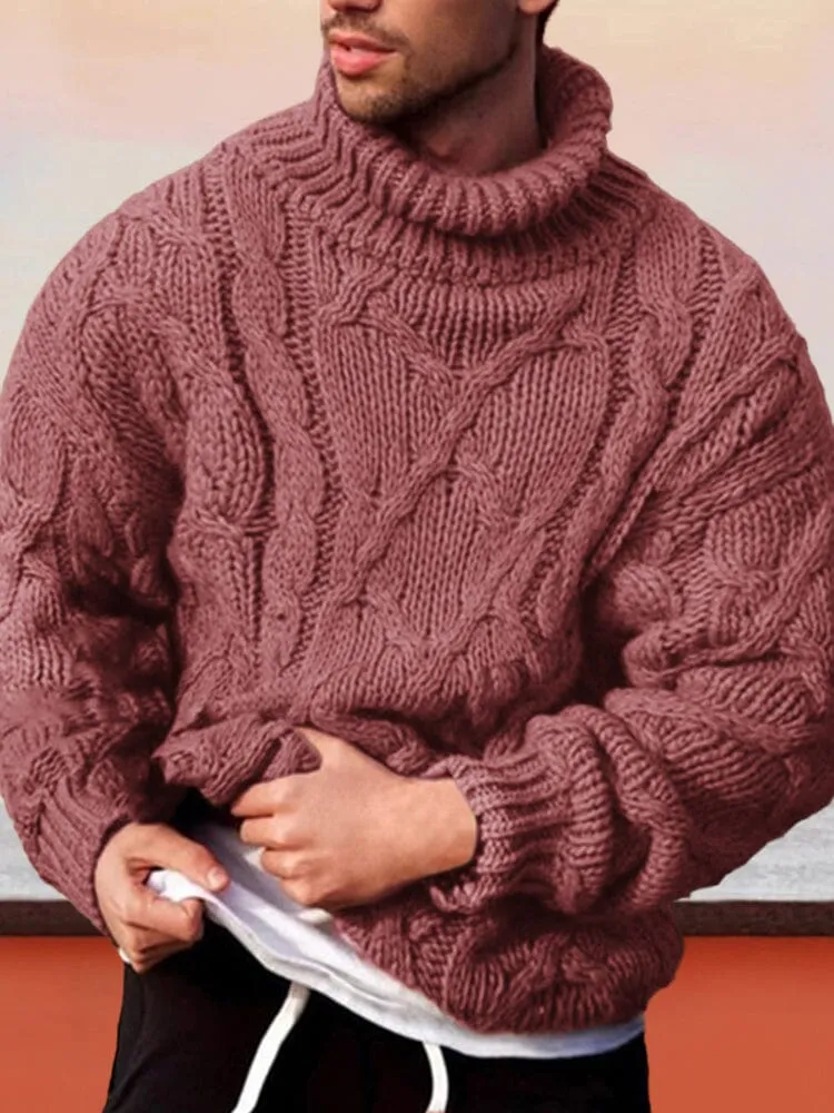 Twisted Turtleneck Knit Sweater