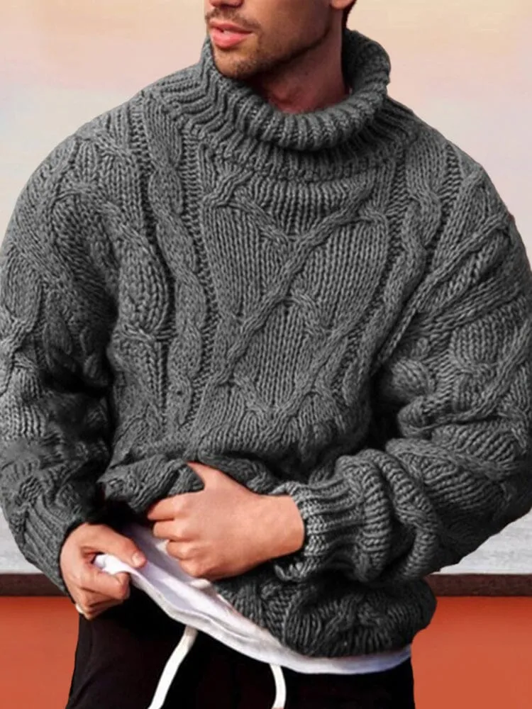 Twisted Turtleneck Knit Sweater