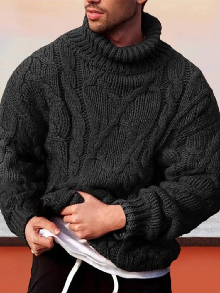 Twisted Turtleneck Knit Sweater