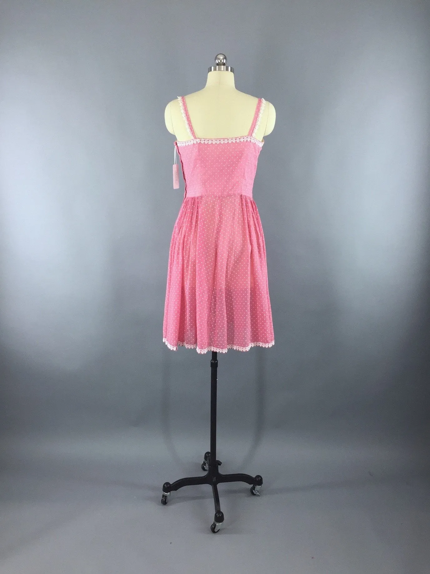 Vintage 1940s-50s Pink Swiss Dot Dress