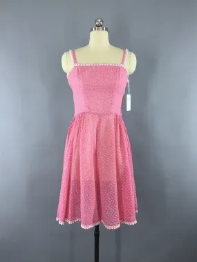 Vintage 1940s-50s Pink Swiss Dot Dress