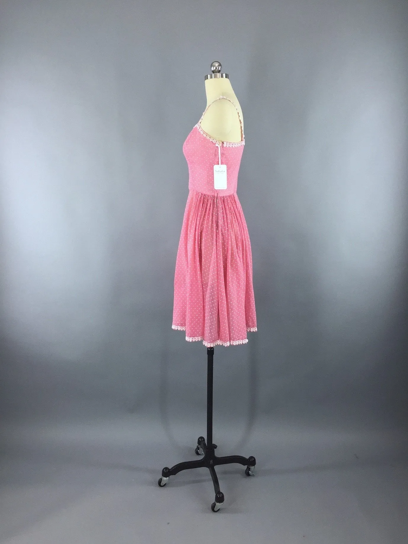 Vintage 1940s-50s Pink Swiss Dot Dress