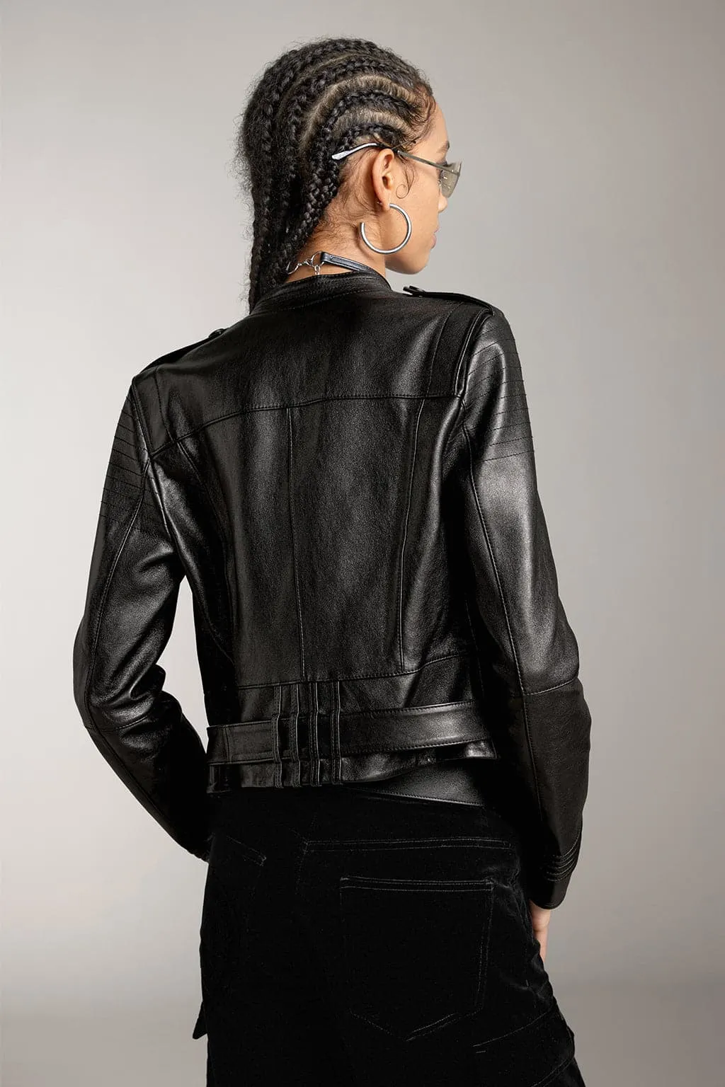 Vintage Motorcycle Style Leather Jacket