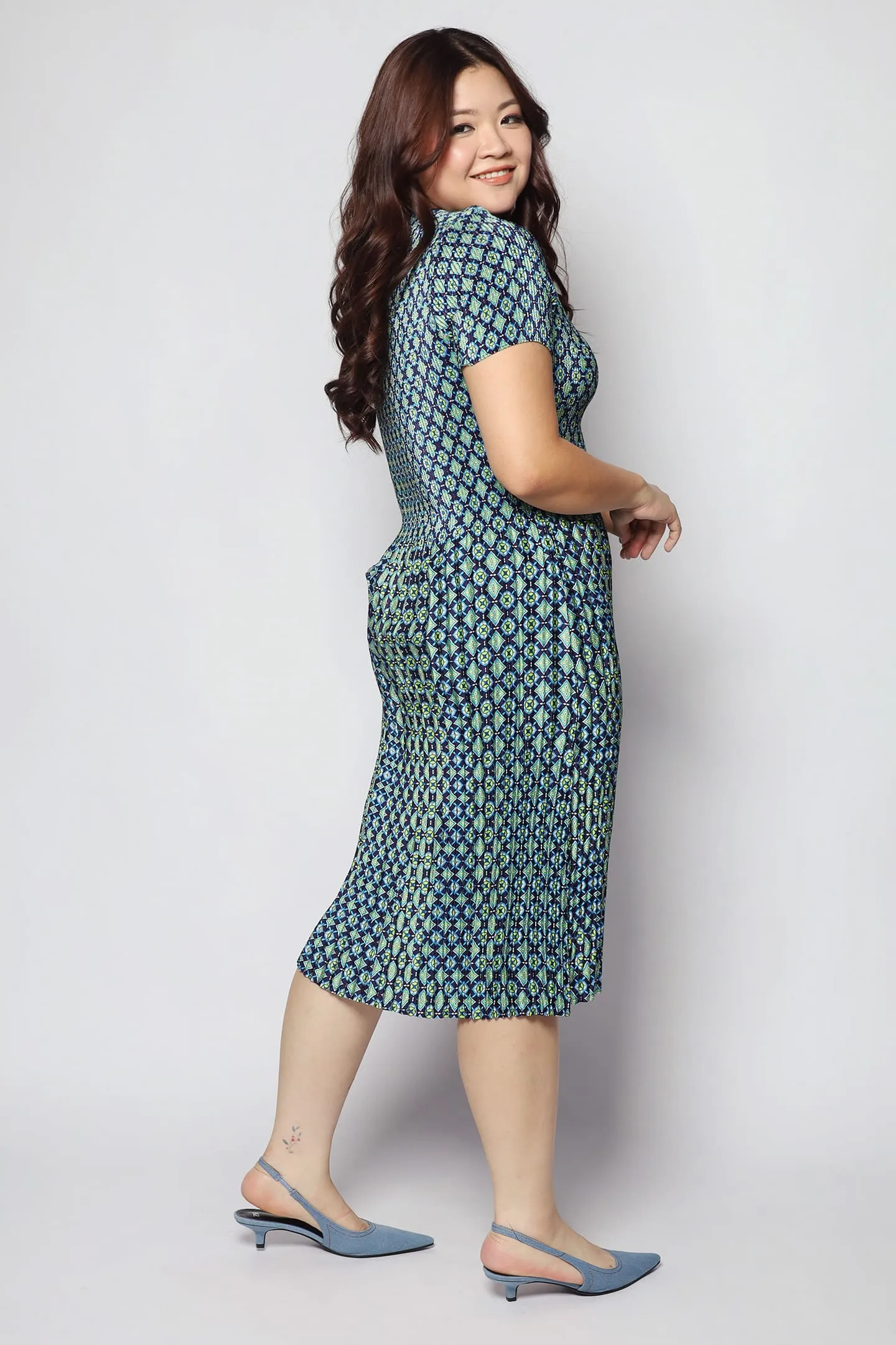 Voon Pleated Dress in Pattern