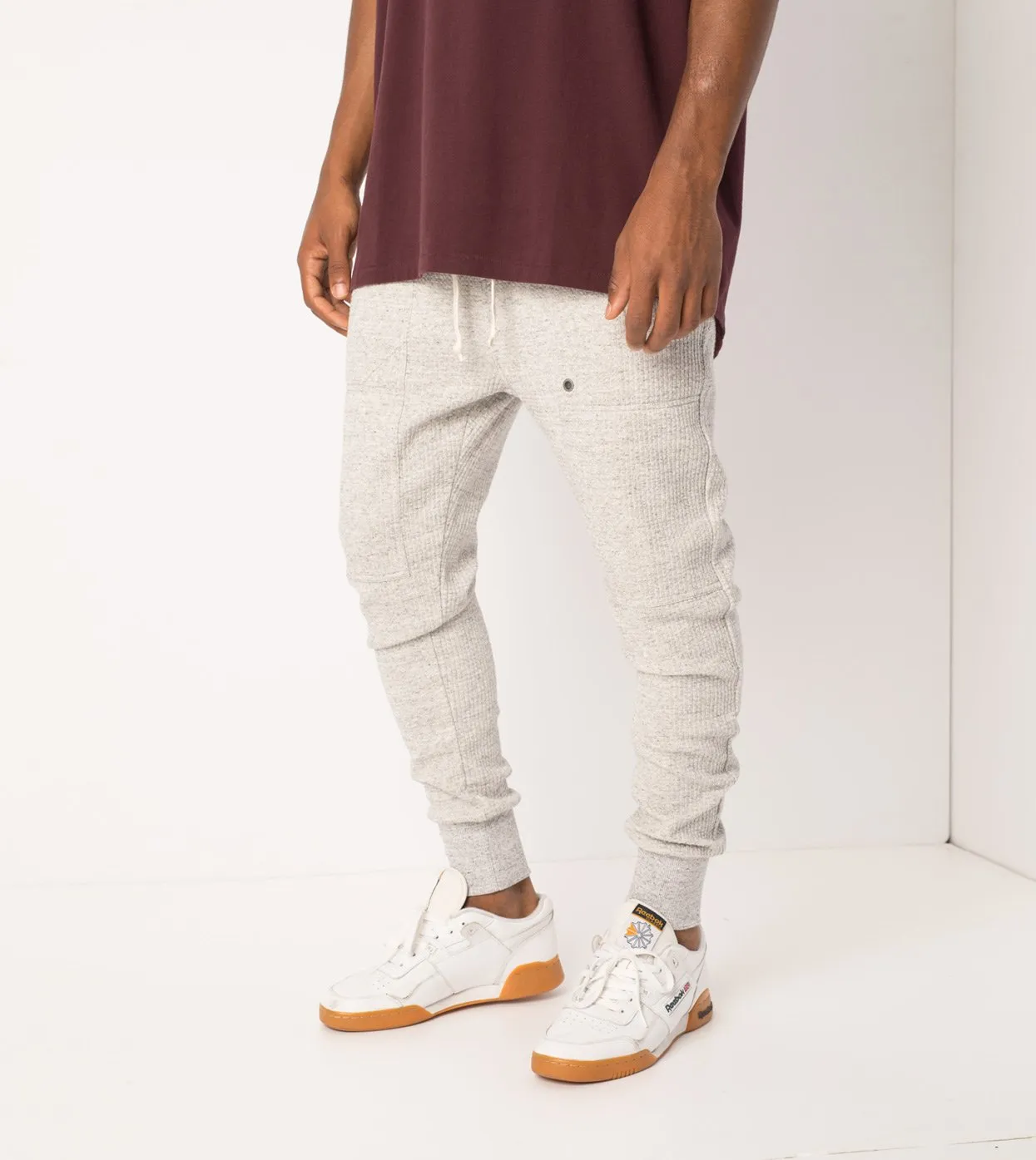 Waffle Blockshot Fleece Pant Storm Marle