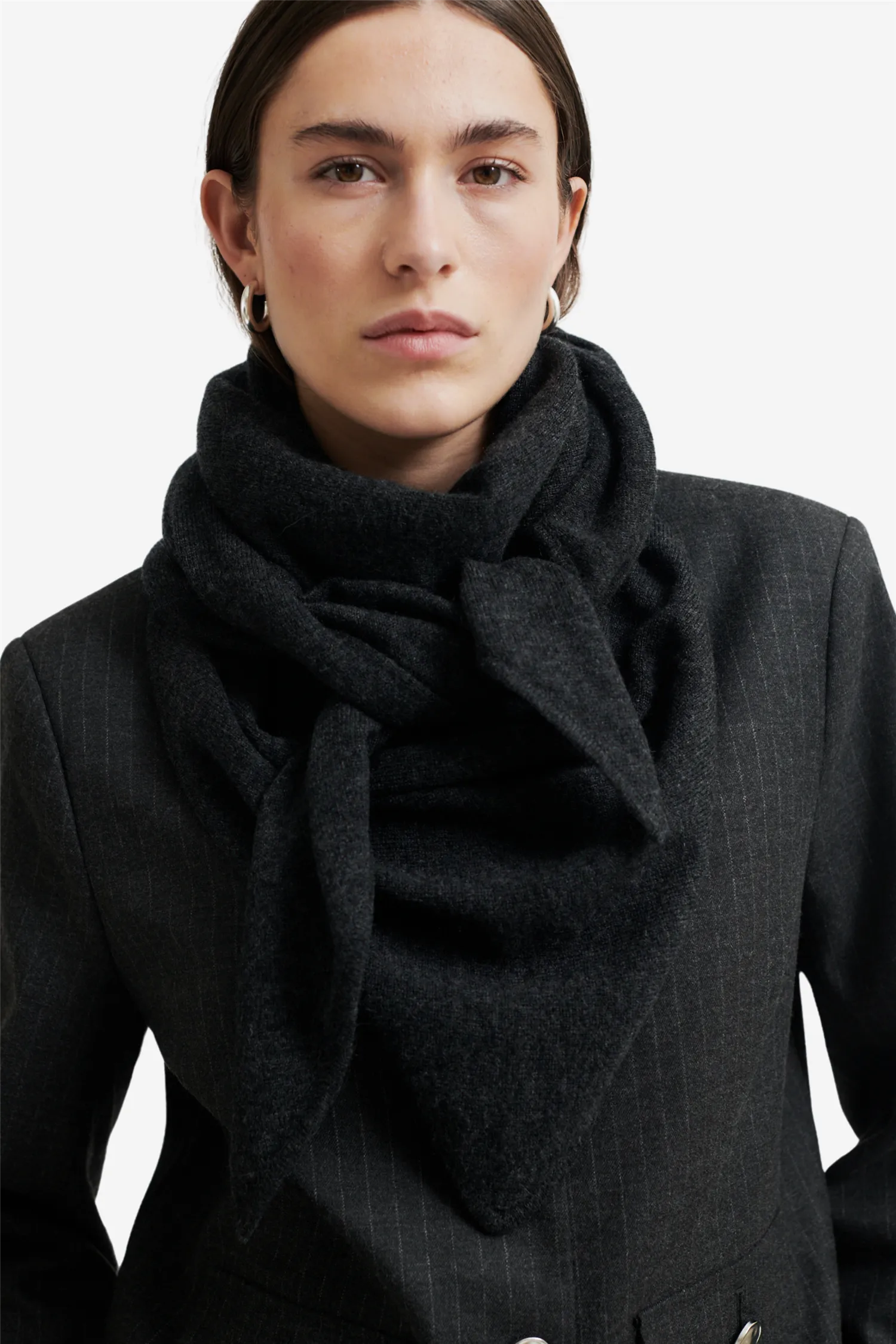 Warming Knit Scarf Dark grey melange