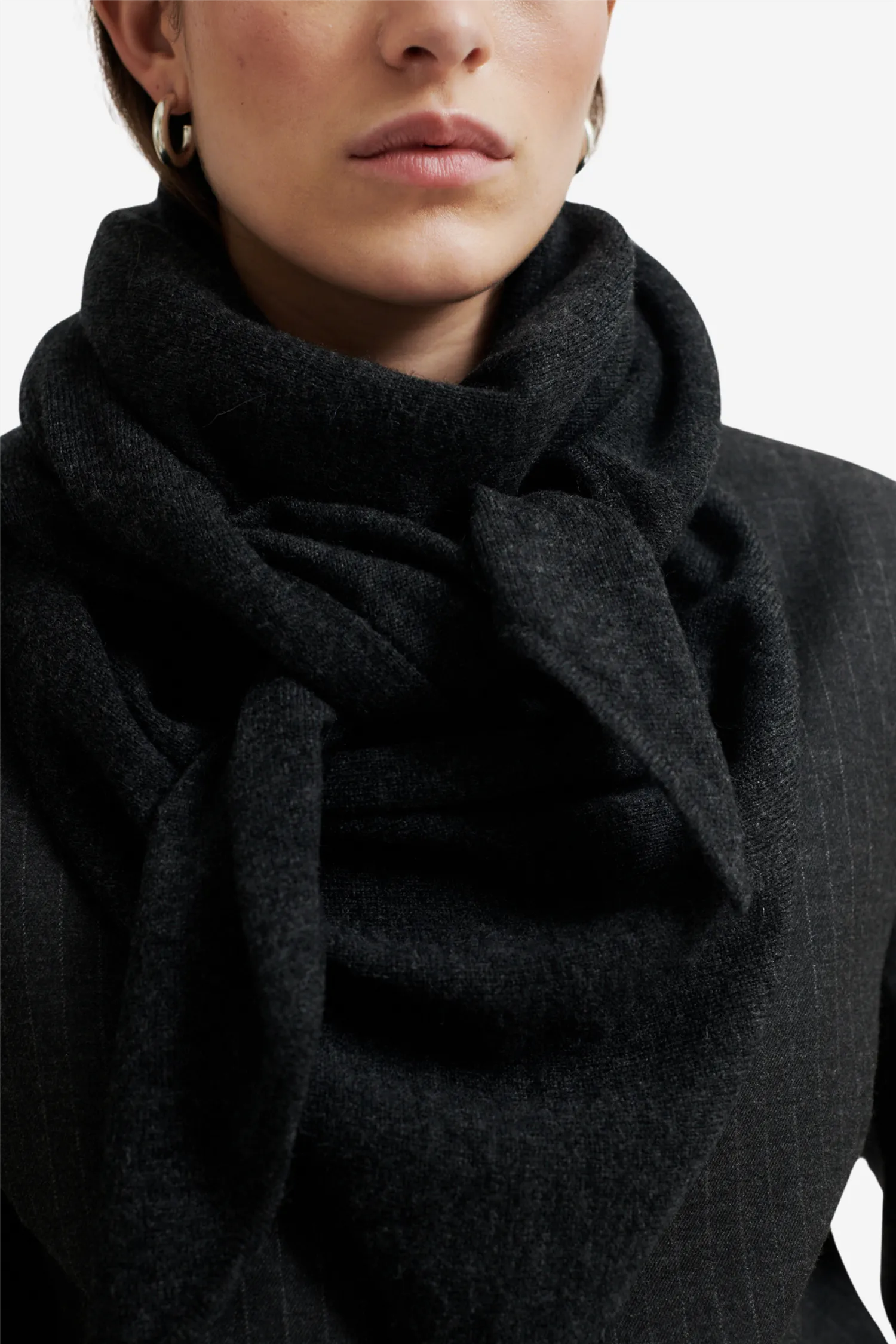 Warming Knit Scarf Dark grey melange