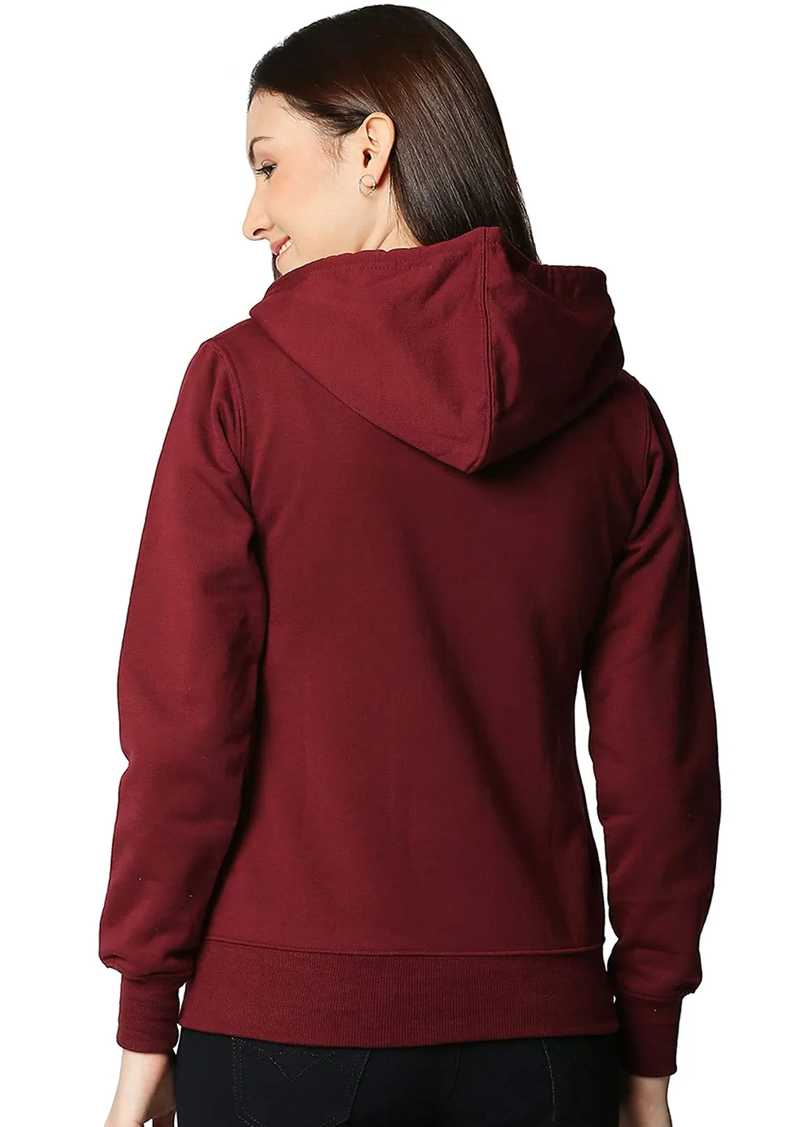 Wear Your Opinion Women's Fleece Hooded Neck Regular Fit Hoodie (Wyo004773Zip-F-M-Maroon_Red, Burgundy_M)