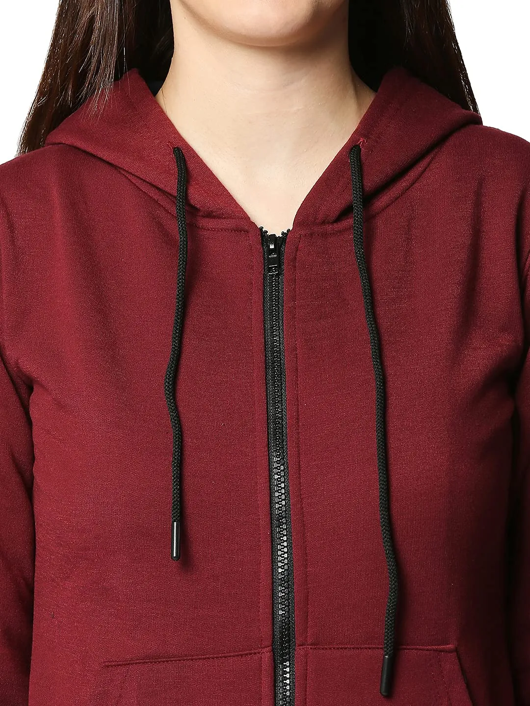 Wear Your Opinion Women's Fleece Hooded Neck Regular Fit Hoodie (Wyo004773Zip-F-M-Maroon_Red, Burgundy_M)