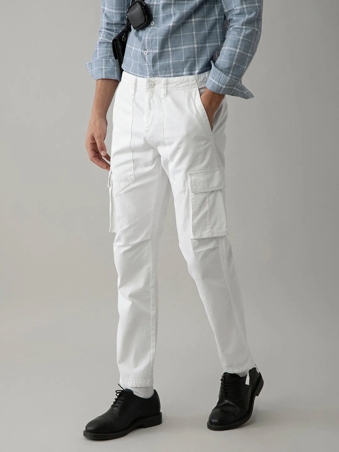 White Cotton Blend Cargo