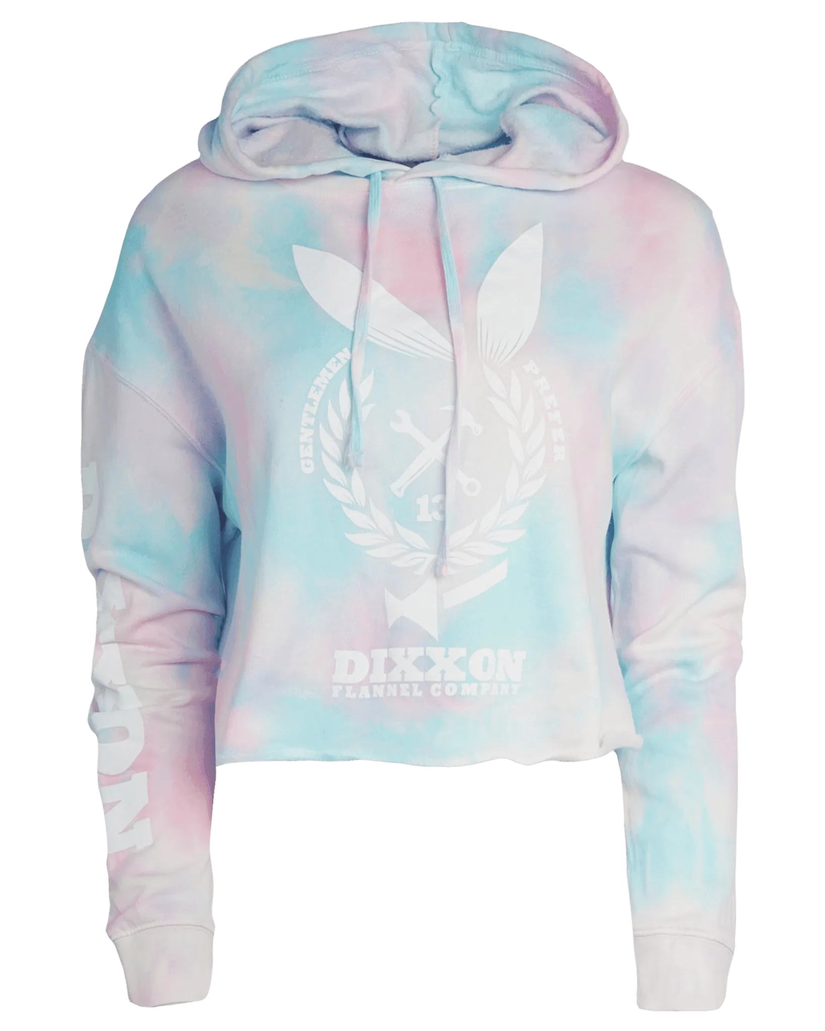 Women's Gentlemen Crop Pullover Hoodie - Cotton Candy