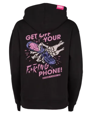 Women's Get Off Your Phone Pullover Hoodie - Black