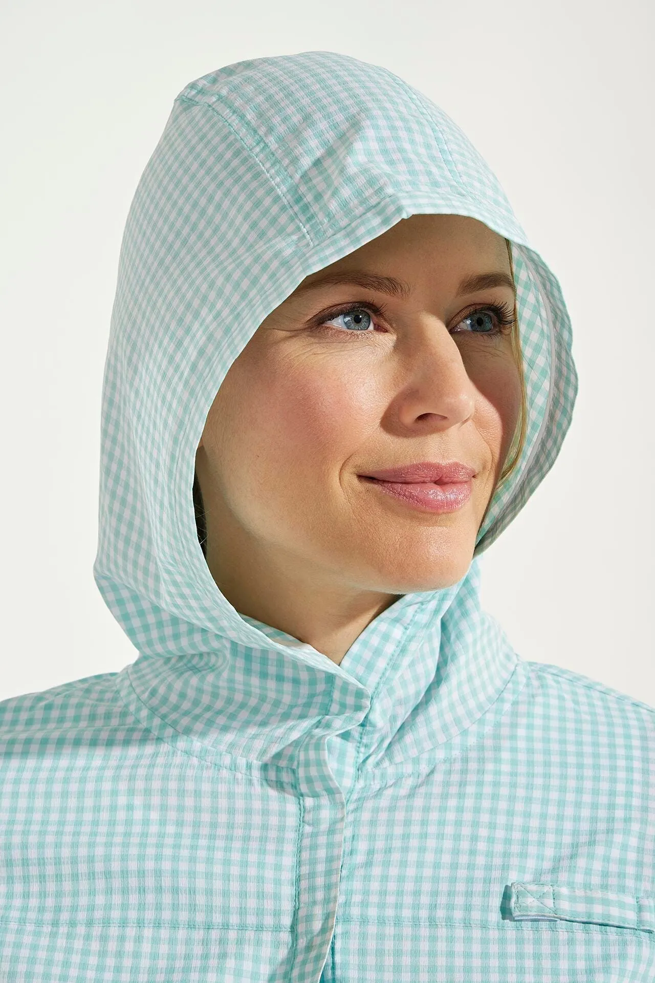 Women's Sea Spray Henley  |  Tea Green Gingham