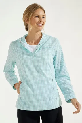 Women's Sea Spray Henley  |  Tea Green Gingham