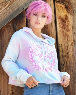 Women's Sketchy Crest Crop Pullover Hoodie - Cotton Candy