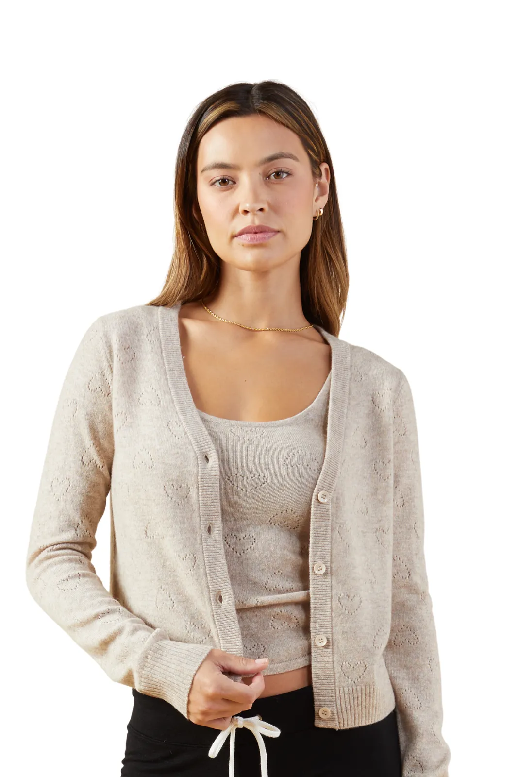 Wool Cash Sweater Fitted Cardigan Oatmeal