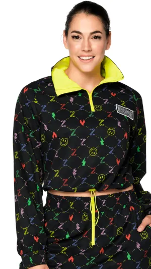 Zumba Happy High Neck Crop Pullover